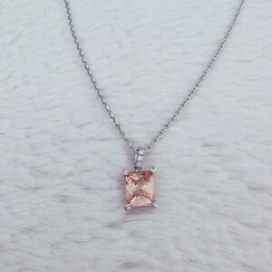 Elegant Silver and Peach Pendant Necklace